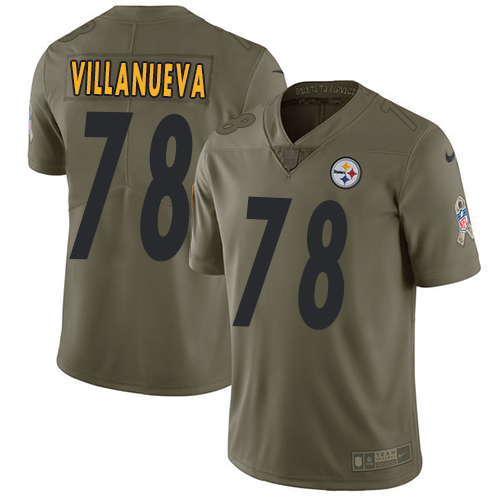 Nike Steelers #78 Alejandro Villanueva Olive Men's Stitched NFL Limited Salute to Service Jersey - Click Image to Close
